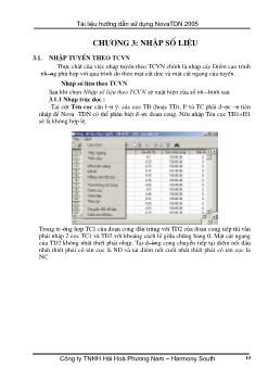 Tài liệu hướng dẫn sử dụng novatdn 2005 - Chương 3: Nhập số liệu