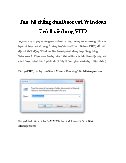 Tạo hệ thống dualboot với Windows 7 và 8 sử dụng VHD