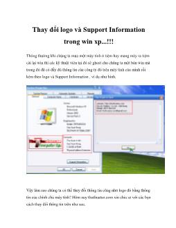 Thay đổi logo và Support Information trong win xp