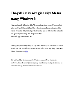 Thay đổi màu nền giao diện Metro trong Windows 8