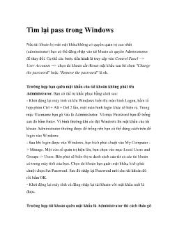 Tìm lại pass trong Windows