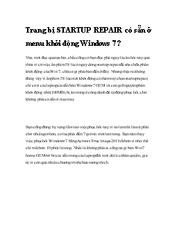 Trang bị startup repair có sẵn ở menu khởi động windows 7