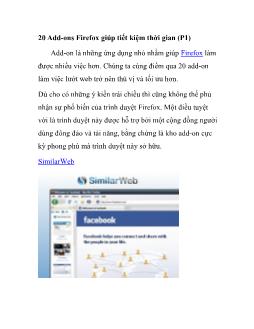 20 Add-Ons Firefox giúp tiết kiệm thời gian (Phần 1)
