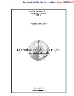 Bài giảng: Lập trình hướng đối tượng