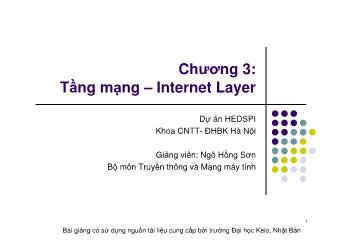 Bài giảng Truyền thông và Mạng máy tính: Tầng mạng – Internet Layer