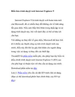 Biến hóa trình duyệt web Internet Explorer 9