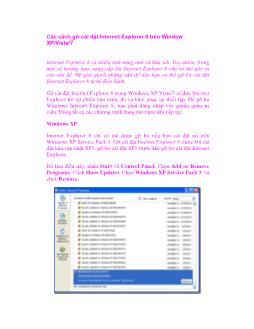 Các cách gỡ cài đặt Internet Explorer 8 trên Window XP/Vista/7