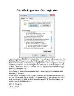 Các kiểu Login trên trình duyệt Web