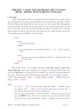 Giáo trình HTML - Chương 3: ngôn ngữ đánh dấu siêu văn bản HTML – Hyper text makeup language