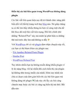 Hiển thị các bài liên quan trong WordPress không dùng plugin
