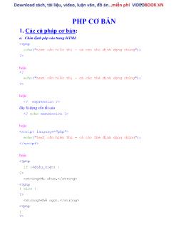 Hướng dẫn sử dụng Php cơ bản