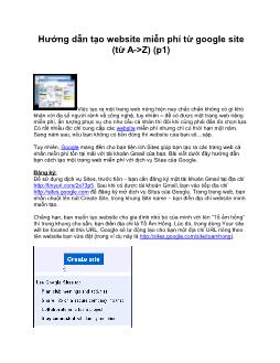Hướng dẫn tạo website miễn phí từ google