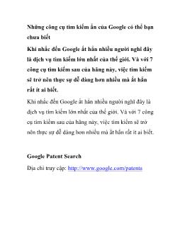 Những công cụ tìm kiếm ẩn của Google có thể bạn chưa biết