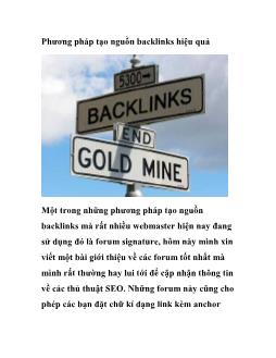 Phương pháp tạo nguồn backlinks hiệu quả