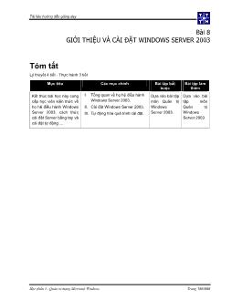 Quản trị mạng microsoft windows - Bài 8: Giới thiệu và cài đặt windows server 2003