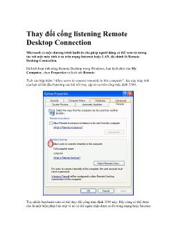 Thay đổi cổng listening Remote Desktop Connection