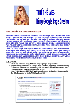 Thiết kế web bằng google page creator