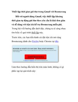 Thiết lập thời gian gửi thưtrong Gmail với Boomerang