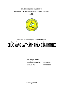 Tiểu luận Môn học lập trình web - Chức năng và thành phần của dhtmlx