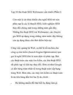 Top 10 thủ thuật seo webmaster cần tránh (Phần i)