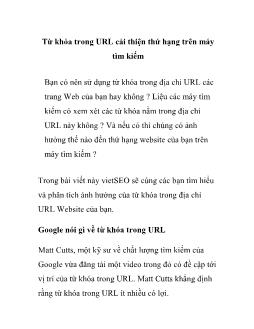 Từ khóa trong URL cải thiện thứ hạng trên máy tìm kiếm