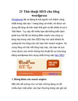 21 Thủ thuật SEO cho blog wordpress