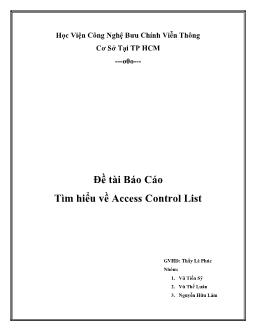 Báo cáo Tìm hiểu về Access Control List
