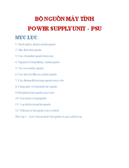 Bộ nguồn máy tính power supply unit - Psu