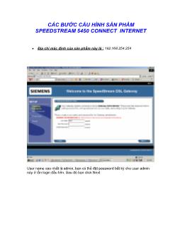 Các bước cấu hình sản phẩm Speedstream 5440 conect internet