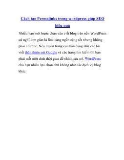 Cách tạo Permalinks trong wordpress giúp SEO hiệu quả