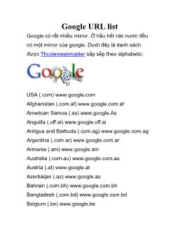 Google URL list
