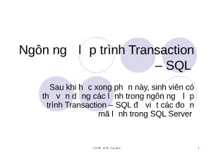 Ngôn ngữ lập trình Transaction- SQL
