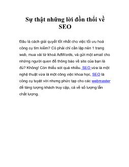 Sự thật những lời đồn thổi về SEO