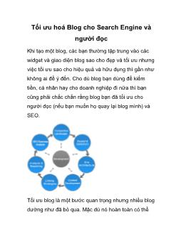 Tối ưu hoá Blog cho Search Engine và người đọc