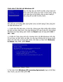 Cách chia ổdĩa khi cài Windows XP