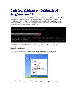 Cách thay đổi thông số của Menu khởi động Windows XP