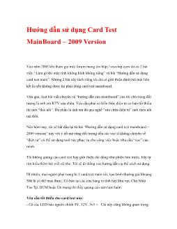 Hướng dẫn sử dụng Card Test MainBoard –2009 Version