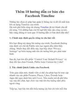 Thêm 10 hướng dẫn cơ bản cho Facebook Timeline