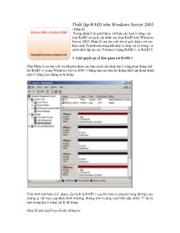 Thiết lập RAID trên Windows Server 2003 - Phần II
