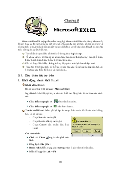 Bài giảng Tin học văn phòng - Chương 5: Microsoft Excel