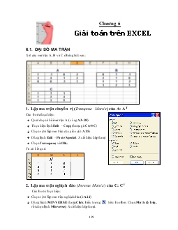 Bài giảng Tin học văn phòng - Chương 6: Giải toán trên Excel