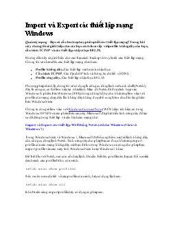 Import và Export các thiết lập mạng Windows