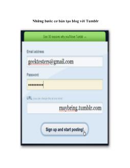 Những bước cơ bản tạo blog với Tumblr