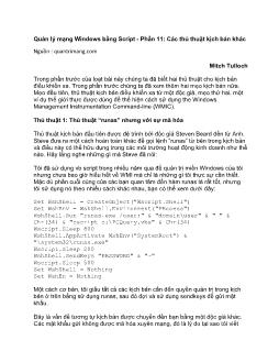 Quản lý mạng Windows bằng Script - Phần 11: Các thủ thuật kịch bản khác