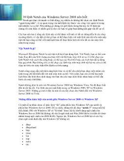 10 lệnh Netsh của Windows Server 2008 nên biết