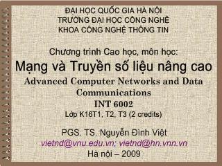 Bài giảng Mạng và Truyền số liệu nâng cao