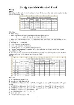 Bài tập thực hành Microsoft Excel