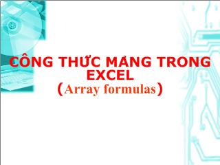 Công thức mảng trong Excel