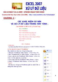 Excel 2007 xử lý dữ liệu - Chương 2: Các khái niệm cơ bản và xử lý dữ liệu trong máy tính