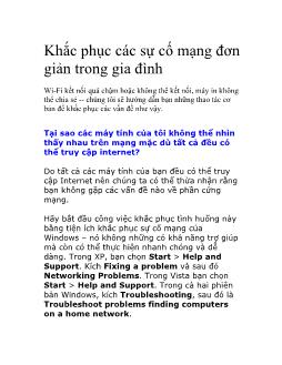 Khắc phục các sự cố mạng đơn giản trong gia đình